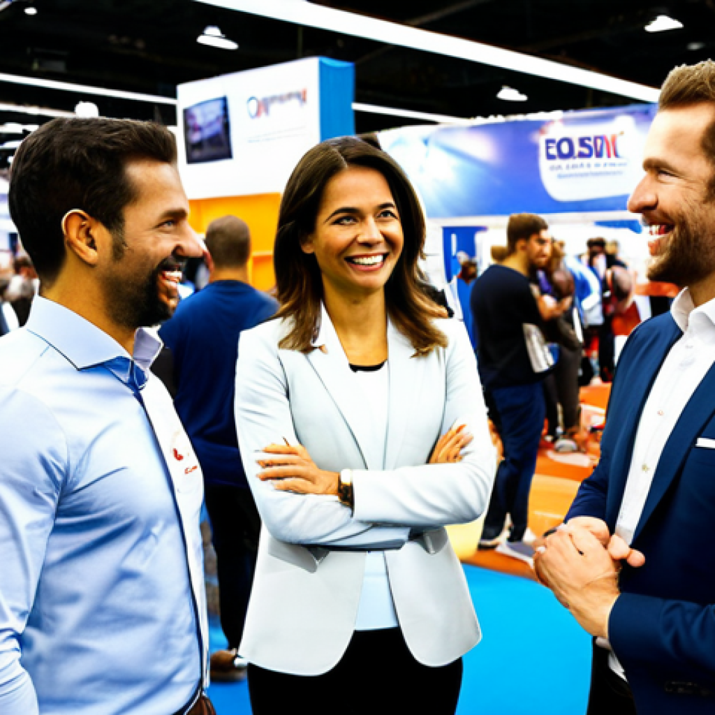 Trade Show Networking**
"A professional gym owner, fully clothed in business casual attire, engaging in conversation at a fitness industry trade show booth, appropriate content, safe for work, perfect anatomy, well-formed hands, high quality, professional photography. The background shows various booths with fitness equipment and other attendees. The focus is on a positive, friendly interaction. modest, family-friendly."
**
