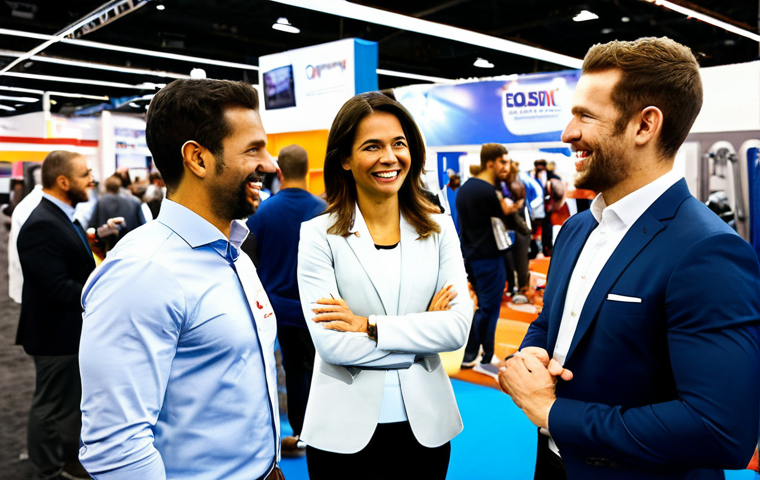 Trade Show Networking**

"A professional gym owner, fully clothed in business casual attire, engaging in conversation at a fitness industry trade show booth, appropriate content, safe for work, perfect anatomy, well-formed hands, high quality, professional photography. The background shows various booths with fitness equipment and other attendees. The focus is on a positive, friendly interaction. modest, family-friendly."

**