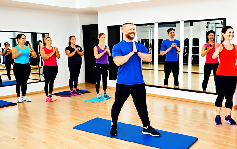 피트니스 경영사로서 직업 만족도를 높이는 법 - Thriving Fitness Studio Owner**

"A professional and friendly fitness studio owner, standing proudly...