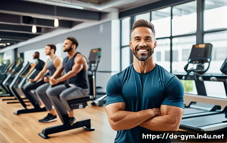 피트니스 경영사 직무 인터뷰 사례 - A modern fitness studio manager leading a diverse team meeting, featuring a well-organized workspace...